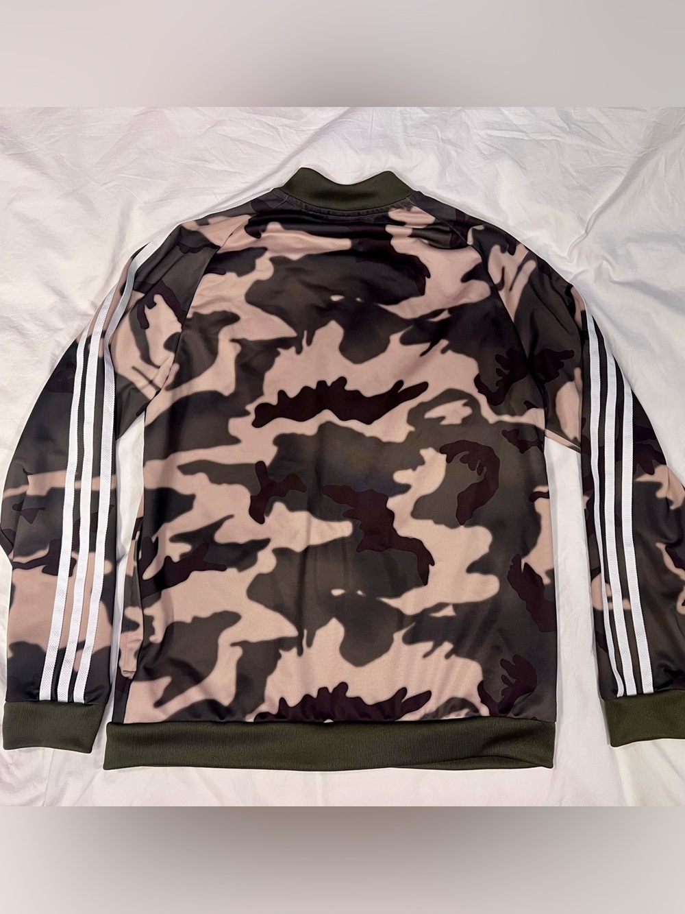 Adidas Kids Camo Track Jacket in Olive/Khaki - Picture 3 of 5